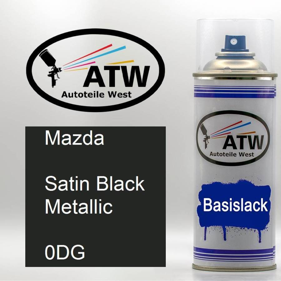 Mazda, Satin Black Metallic, 0DG: 400ml Sprühdose, von ATW Autoteile West.